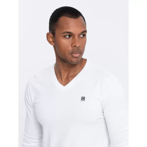  Tricou pentru bărbați cu mânecă lungă OMBRE OM-LSCL-0110 ALB 