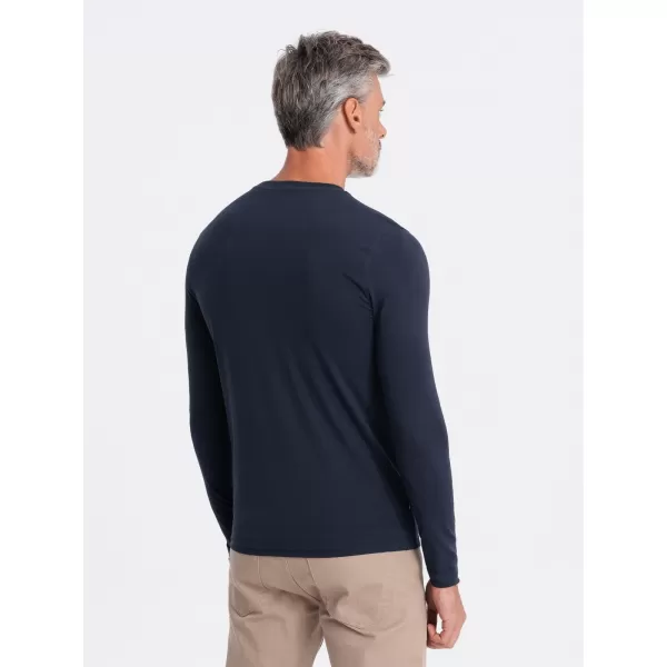  Tricou pentru bărbați cu mâneci lungi OMBRE OM-LSCL-0102 ALBASTRU MARIN 