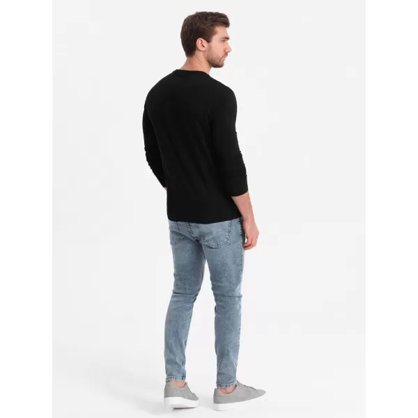  Tricou pentru bărbați cu mâneci lungi OMBRE OM-LSCL-0102 NEGRU 