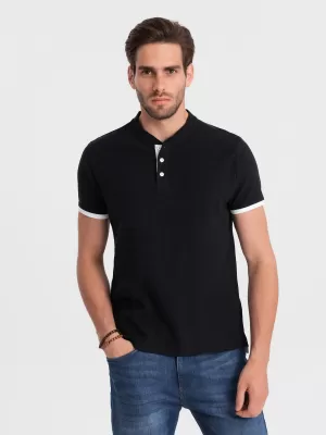 Mens t -thirt cu guler OMBRE OM-TSCT-0156 NEGRU