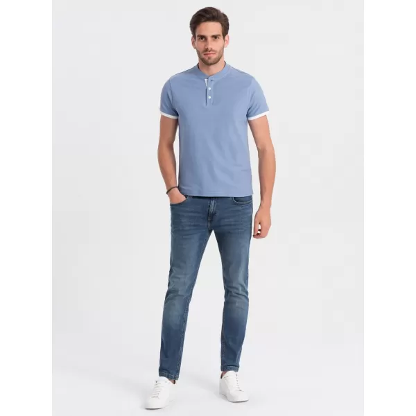  Mens t -thirt cu guler OMBRE OM-TSCT-0156 ALBASTRU 