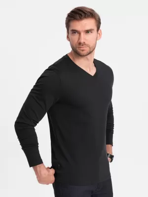 Tricou pentru bărbați cu mânecă lungă OMBRE OM-LSBL-0108 NEGRU
