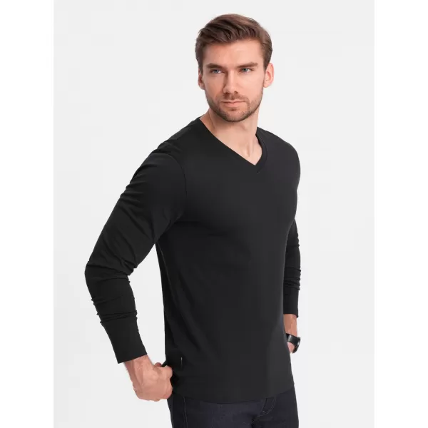  Tricou pentru bărbați cu mânecă lungă OMBRE OM-LSBL-0108 NEGRU 