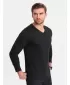 Tricou pentru bărbați cu mânecă lungă OMBRE OM-LSBL-0108 NEGRU