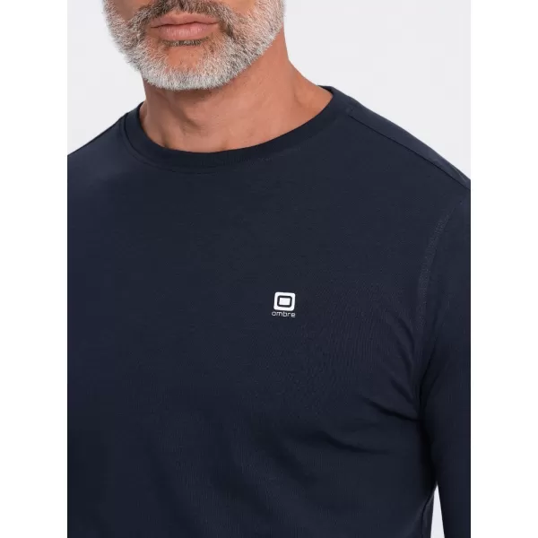  Tricou pentru bărbați cu mâneci lungi OMBRE OM-LSCL-0102 ALBASTRU MARIN 