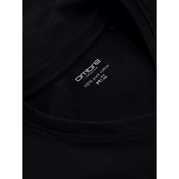  Tricou pentru bărbați cu mânecă lungă OMBRE OM-LSBL-0108 NEGRU 