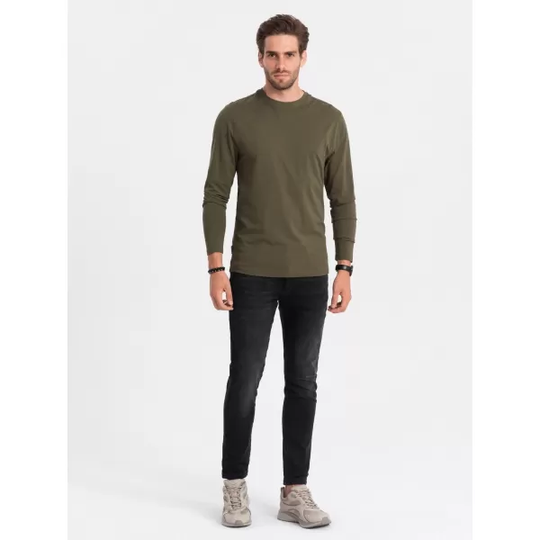  Tricou pentru bărbați cu mânecă lungă OMBRE OM-LSBL-0106 MĂSLIN ÎNTUNECAT 