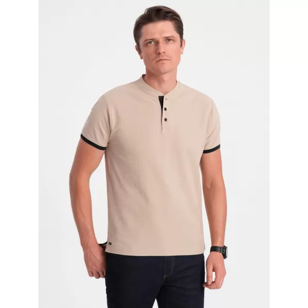  Mens t -thirt cu guler OMBRE OM-TSCT-0156 BEJ 