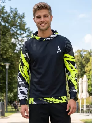 Hanorac funcțional premium pentru bărbați ALTISPORT VOJ/ALM039MI01 NEGRU SI GALBEN