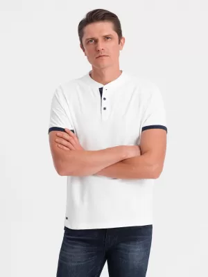 Mens t -thirt cu guler OMBRE OM-TSCT-0156 ALB