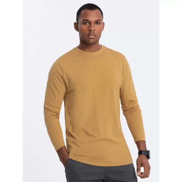  Tricou pentru bărbați cu mânecă lungă OMBRE OM-LSBL-0106 MUŞTAR 