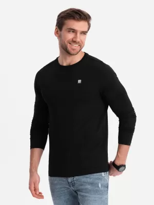 Tricou pentru bărbați cu mâneci lungi OMBRE OM-LSCL-0102 NEGRU