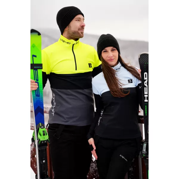  Premium cu hanorac termo funcțional pentru bărbați ALTISPORT VOJ/ALM051TER03 NEON GALBEN/GRI 