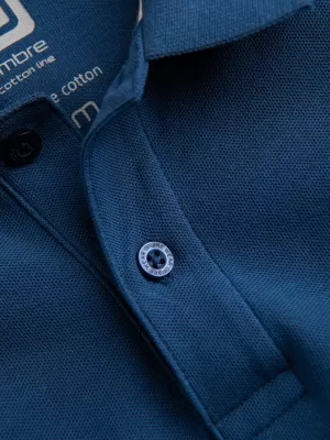 Tricou pentru bărbați cu guler OMBRE S1374 ALBASTRU ÎNCHIS