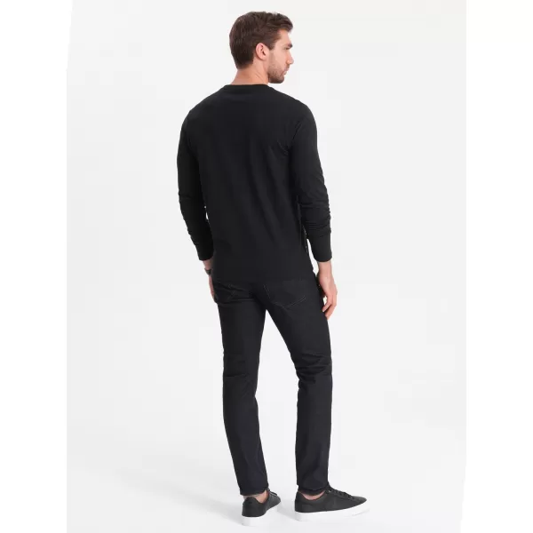  Tricou pentru bărbați cu mânecă lungă OMBRE OM-LSBL-0108 NEGRU 