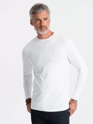 Tricou pentru bărbați cu mânecă lungă OMBRE OM-LSBL-0106 ALB