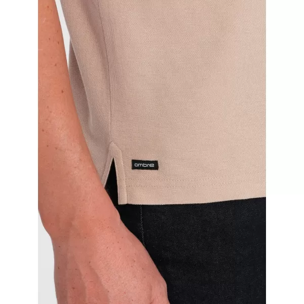  Mens t -thirt cu guler OMBRE OM-TSCT-0156 BEJ 