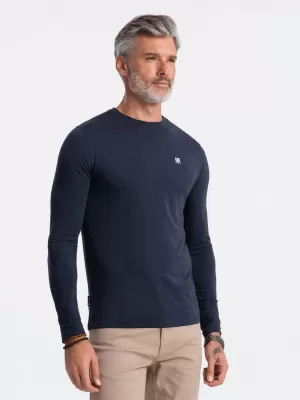 Tricou pentru bărbați cu mâneci lungi OMBRE OM-LSCL-0102 ALBASTRU MARIN