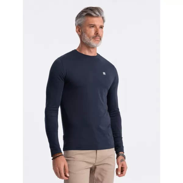  Tricou pentru bărbați cu mâneci lungi OMBRE OM-LSCL-0102 ALBASTRU MARIN 
