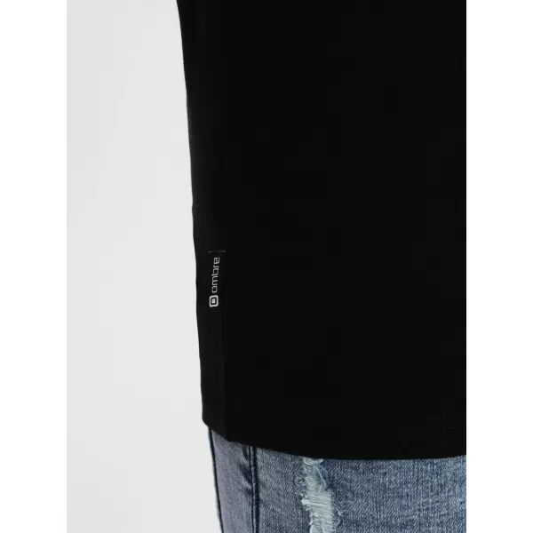 Tricou pentru bărbați cu mâneci lungi OMBRE OM-LSCL-0102 NEGRU 