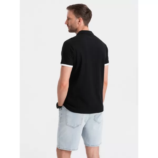  Mens t -thirt cu guler OMBRE OM-POSS-0113 NEGRU 