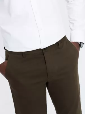 Pantaloni OMBRE OM-PACP-0190 VERDE MĂSLIN ÎNCHIS