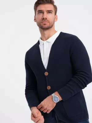 Pulover pentru bărbați OMBRE OM-SWCD-0109 ALBASTRU MARIN