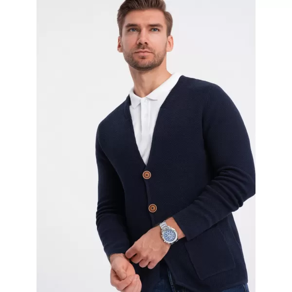  Pulover pentru bărbați OMBRE OM-SWCD-0109 ALBASTRU MARIN 