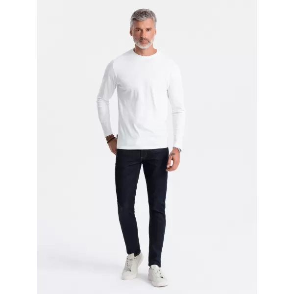  Tricou pentru bărbați cu mânecă lungă OMBRE OM-LSBL-0106 ALB 