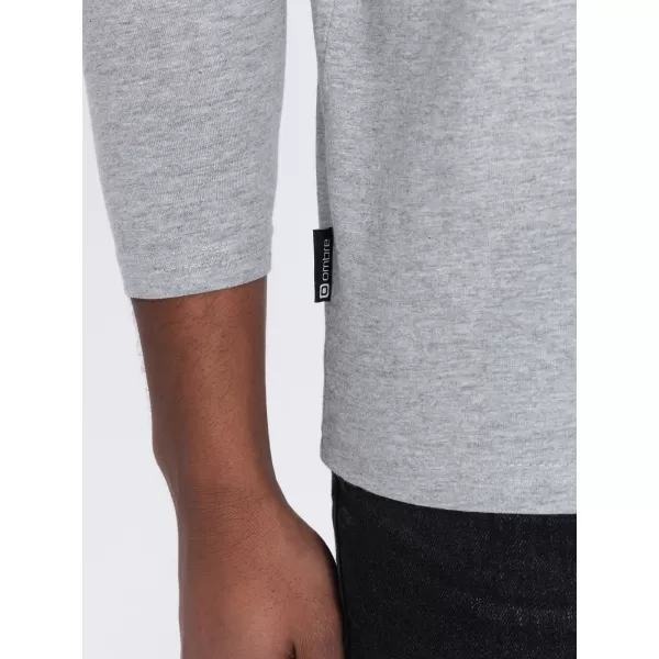  Tricou pentru bărbați cu mânecă lungă OMBRE OM-LSBL-0108 MELANGE GRI 