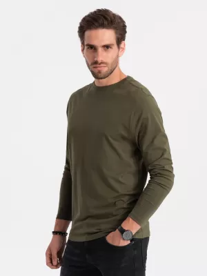 Tricou pentru bărbați cu mânecă lungă OMBRE OM-LSBL-0106 MĂSLIN ÎNTUNECAT
