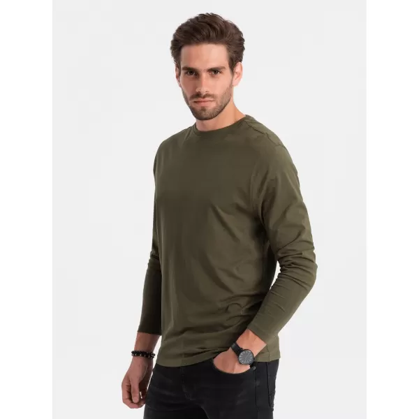  Tricou pentru bărbați cu mânecă lungă OMBRE OM-LSBL-0106 MĂSLIN ÎNTUNECAT 