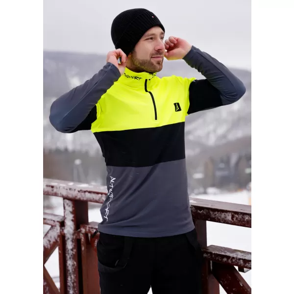  Premium cu hanorac termo funcțional pentru bărbați ALTISPORT VOJ/ALM051TER03 NEON GALBEN/GRI 