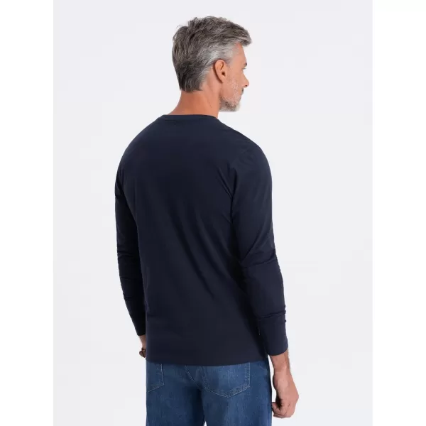  Tricou pentru bărbați cu mânecă lungă OMBRE OM-LSBL-0106 ALBASTRU MARIN 
