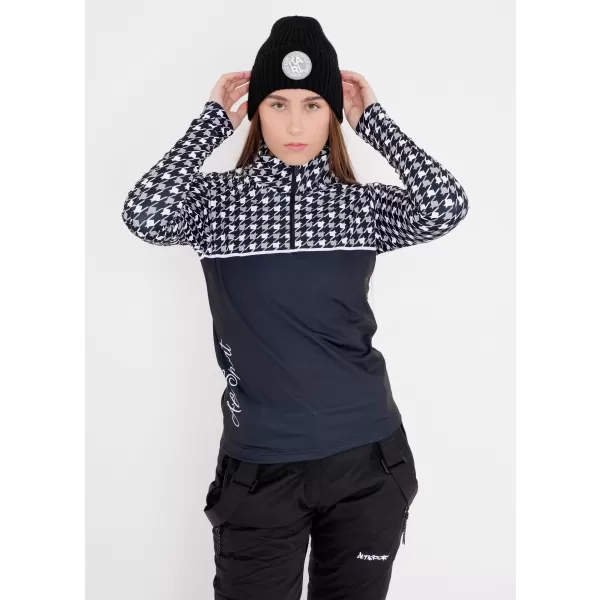  Premium cu hanoracte termo funcțional pentru femei ALTISPORT VOJ/ALW048TER03 ALB -NEGRU 