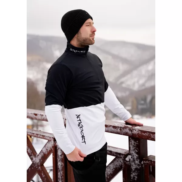  Premium cu hanorac termo funcțional pentru bărbați ALTISPORT VOJ/ALM051TER03 ALB -NEGRU 