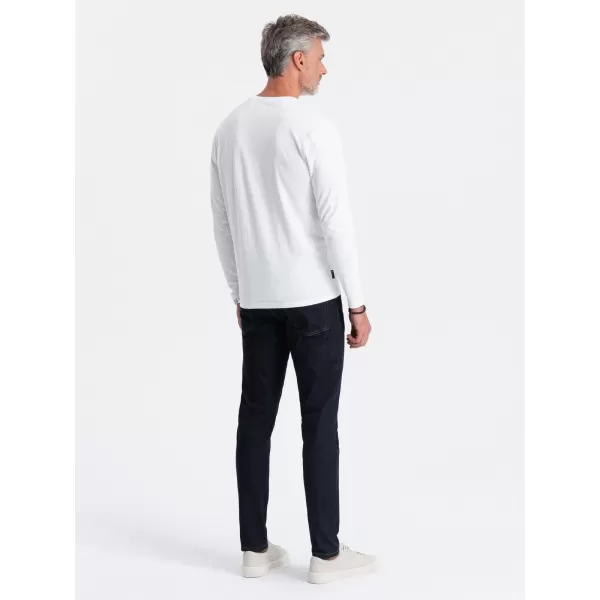 Tricou pentru bărbați cu mânecă lungă OMBRE OM-LSBL-0106 ALB 