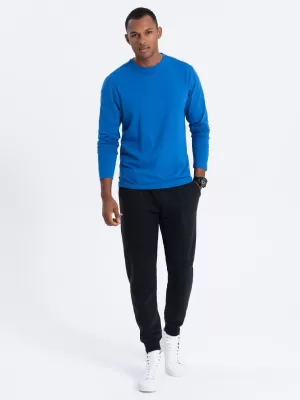 Tricou pentru bărbați cu mânecă lungă OMBRE OM-LSBL-0106 ALBASTRU