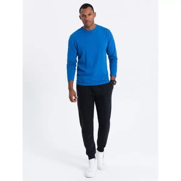  Tricou pentru bărbați cu mânecă lungă OMBRE OM-LSBL-0106 ALBASTRU 