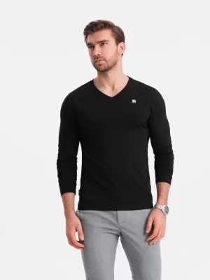 Tricou pentru bărbați cu mânecă lungă OMBRE OM-LSCL-0110 NEGRU