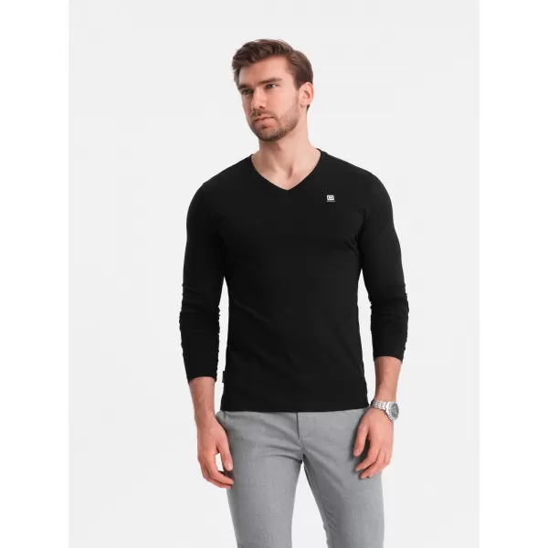 Tricou pentru bărbați cu mânecă lungă OMBRE OM-LSCL-0110 NEGRU 