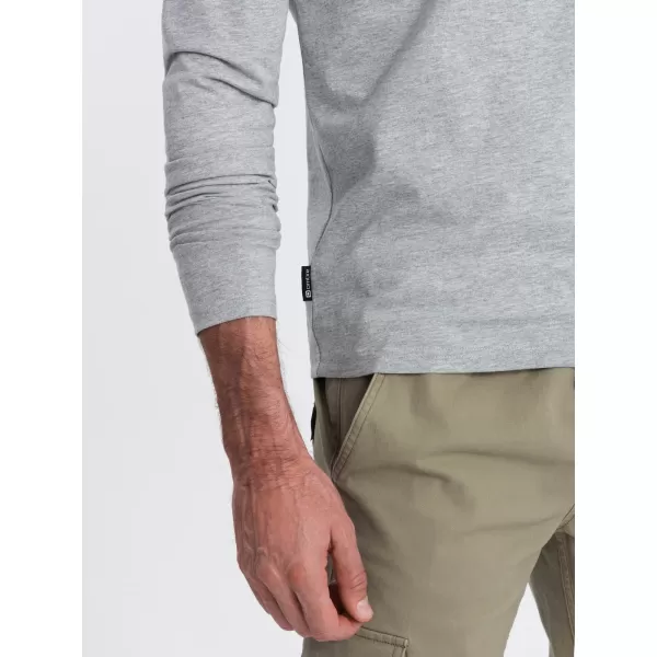  Tricou pentru bărbați cu mânecă lungă OMBRE OM-LSBL-0106 MELANGE GRI 