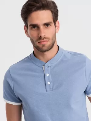 Mens t -thirt cu guler OMBRE OM-TSCT-0156 ALBASTRU