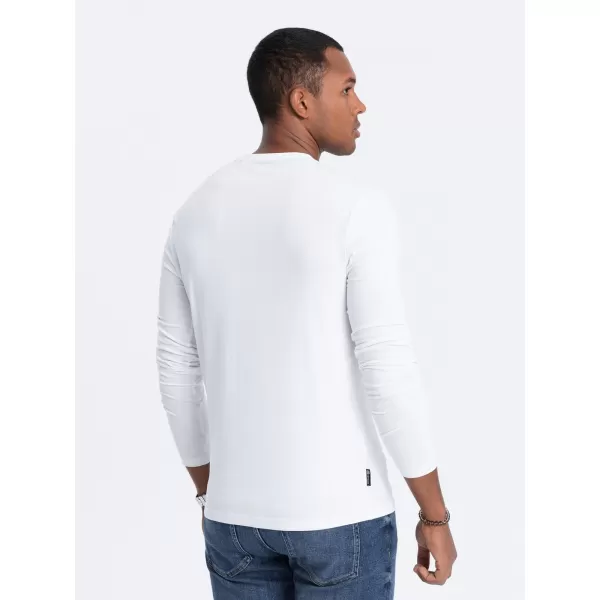  Tricou pentru bărbați cu mânecă lungă OMBRE OM-LSCL-0110 ALB 