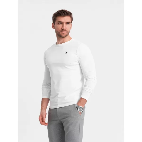  Tricou pentru bărbați cu mânecă lungă OMBRE OM-LSCL-0102 ALB 