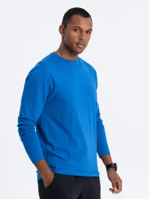 Tricou pentru bărbați cu mânecă lungă OMBRE OM-LSBL-0106 ALBASTRU
