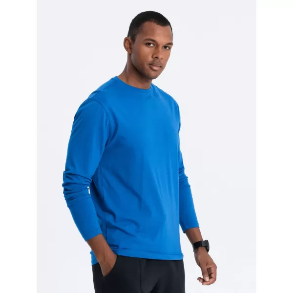  Tricou pentru bărbați cu mânecă lungă OMBRE OM-LSBL-0106 ALBASTRU 