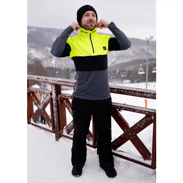  Premium cu hanorac termo funcțional pentru bărbați ALTISPORT VOJ/ALM051TER03 NEON GALBEN/GRI 