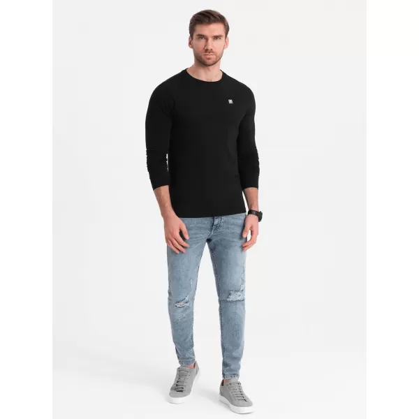  Tricou pentru bărbați cu mâneci lungi OMBRE OM-LSCL-0102 NEGRU 