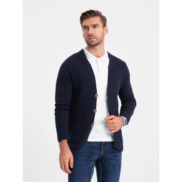  Pulover pentru bărbați OMBRE OM-SWCD-0109 ALBASTRU MARIN 